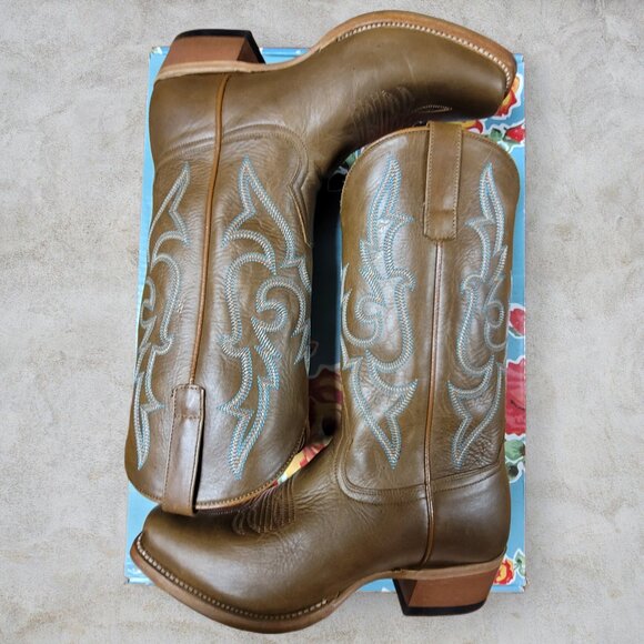 Brand New w/box Ladies Macie Bean Cowgirl Cowboy Brown Leather Boots 10 B - Picture 8 of 11
